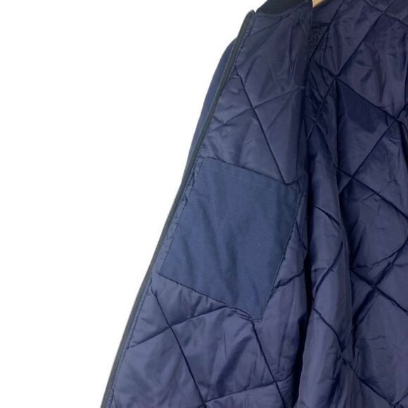 Men's Blue Utility Bomber Jacket Padded US Estimate S/M - Picture 10 of 11